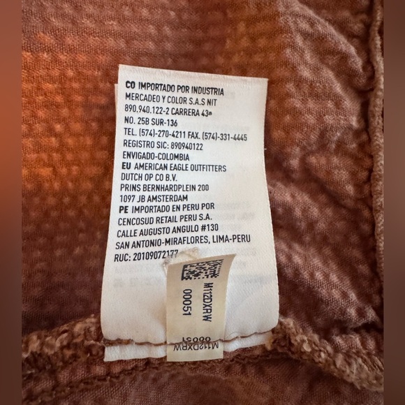 American Eagle Small Crop Top Jacket Corduroy Burnt Sienna Button Collar Sz XS - Picture 7 of 7